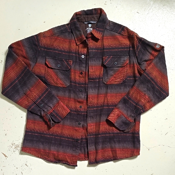 KUHL Disordr Striped Flannel Orange Brown Medium - Picture 1 of 8
